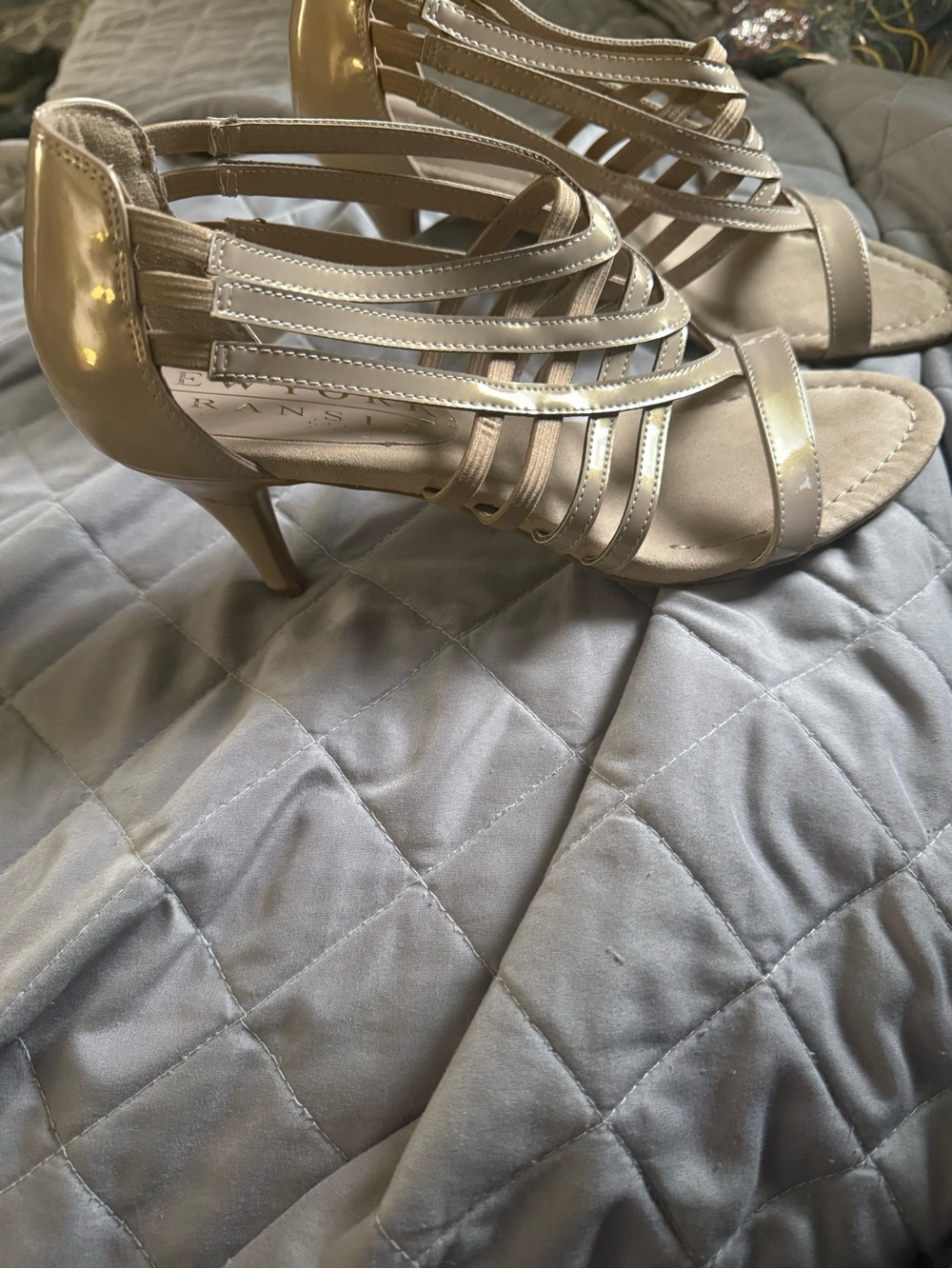 New York Transit Women's Strappy Heeled Sandals in Nude Gold